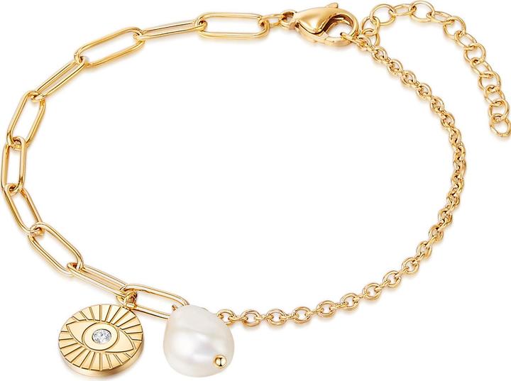 Image du produit Valero Pearls Femmes Acier inoxydable Preciosa Perle de culture d'eau douce or jaune 17,0 cm Longueur de base + (17 cm, Acier inoxydable)