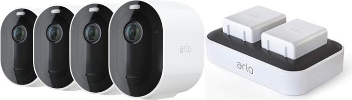 Immagine prodotto Arlo Pro 4 Spotlight, kit 4 telecamere bianche con doppia stazione di ricarica