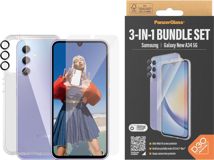 Image du produit PanzerGlass Bundle Ultra Wide FIt Glass + Case + Lens (1 pièce(s), Samsung Galaxy A35)