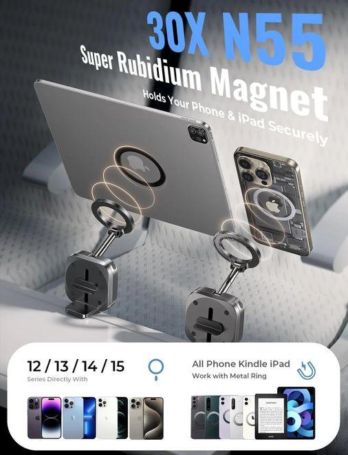 Image du produit Lisen Support universel pour smartphone pivotant à 360 degrés, pliable pour l'avion, le camping, le