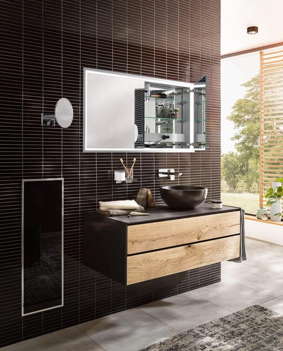 Actual product image Emco asis prestige 2 illuminated mirror cabinet, flush-mounted model, 1015mm, wide left door