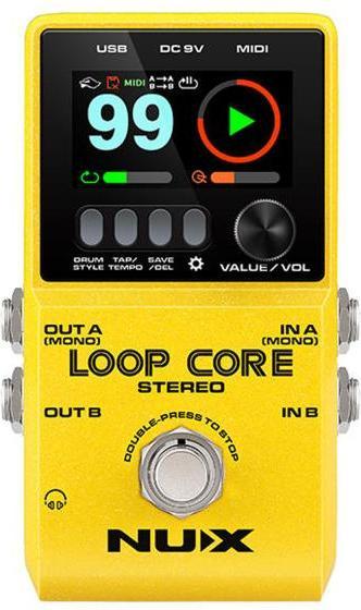 Produktbild NUX Loop Core Stereo Effektgerät Looper-Pedal mit Instrumentenkabel (Gitarre, Bass)