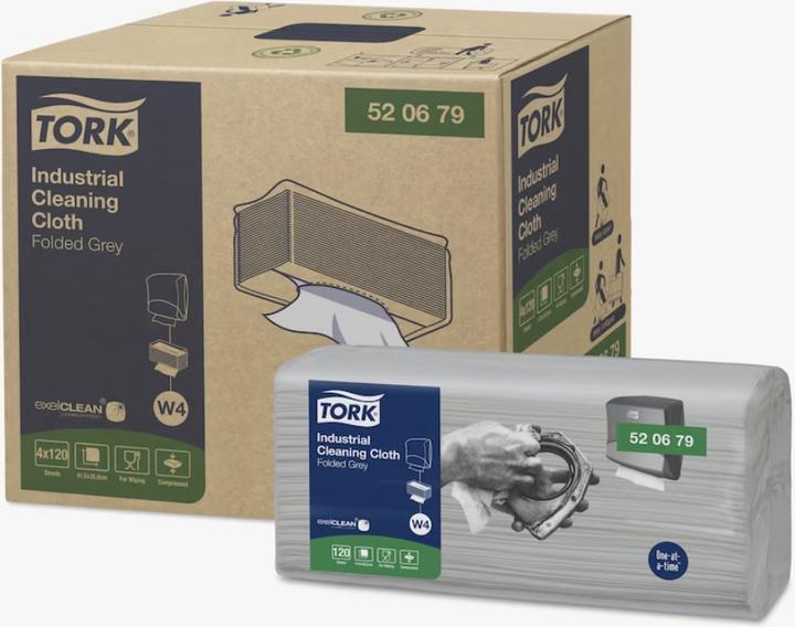 Produktbild Tork Gefaltete Industrie Reinigungstücher W4, 4 x 120 Tücher (480 Stk.)