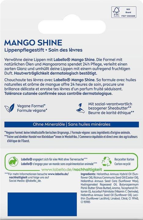 Label énergétique Labello Mango Shine Lip (Sticks de soin)