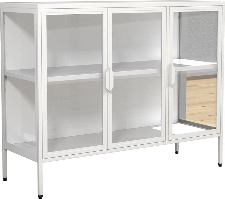 Produktbild VCM Stahl Glas Vitrine Sideboard Floka L (110 x 35 x 80 cm)
