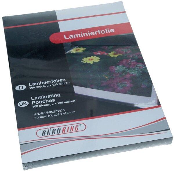 Image du produit Büroring Laminierfolie, DIN A3, 125 Mikron, 100 Stück (303 x 426 mm, 100 pièce(s), 125 µm)
