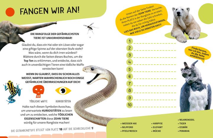 Produktbild National Geographic Die tödlichsten Tiere. Ein aufregendes Count-Down der gefährlichsten Tiere (Top Ten) (Deutsch, Massimo Miato, Cristina Banfi, 2024)