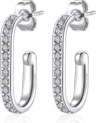 Sagapo S'Agapõ - Steel oval earrings with clear crystals Vibes SVB22