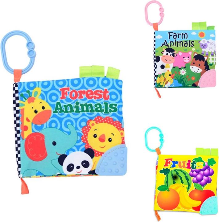 Actual product image Lorelli Fabric book animals teething ring