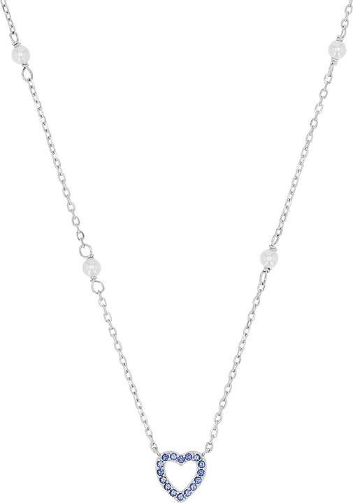 Amor Halsschmuck für Damen, 925 Sterling Silber, synt. Nano, Muschelkernperle | Herz (Silber 925)
