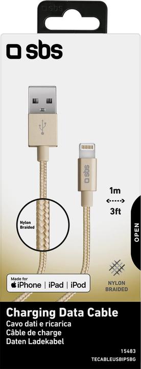 Produktbild SBS Lade- und Datenübertragungskabel Apple Lightning - Gold Collection (1 m, USB 2.0)