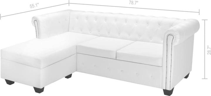 Produktbild VidaXL Chesterfield-Sofa in L-Form Kunstleder Weiss