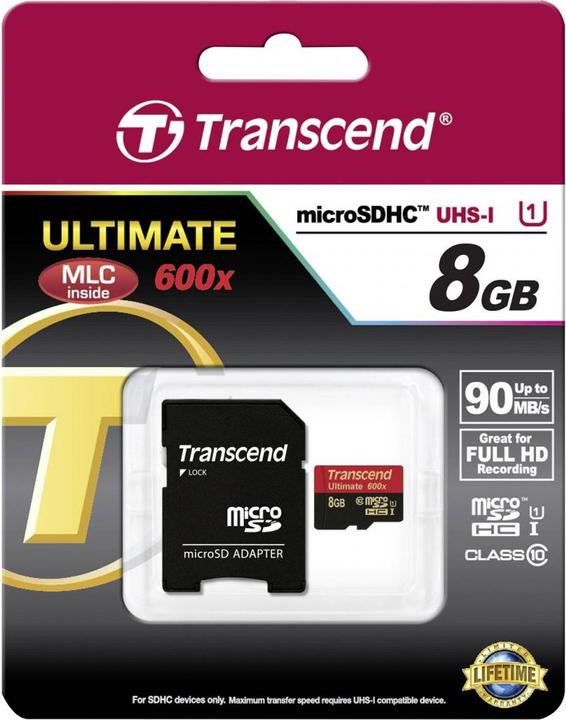 Produktbild Transcend ULTIMATE - microSDHC Card - U1 (8 GB, microSDHC, U1, UHS-I)