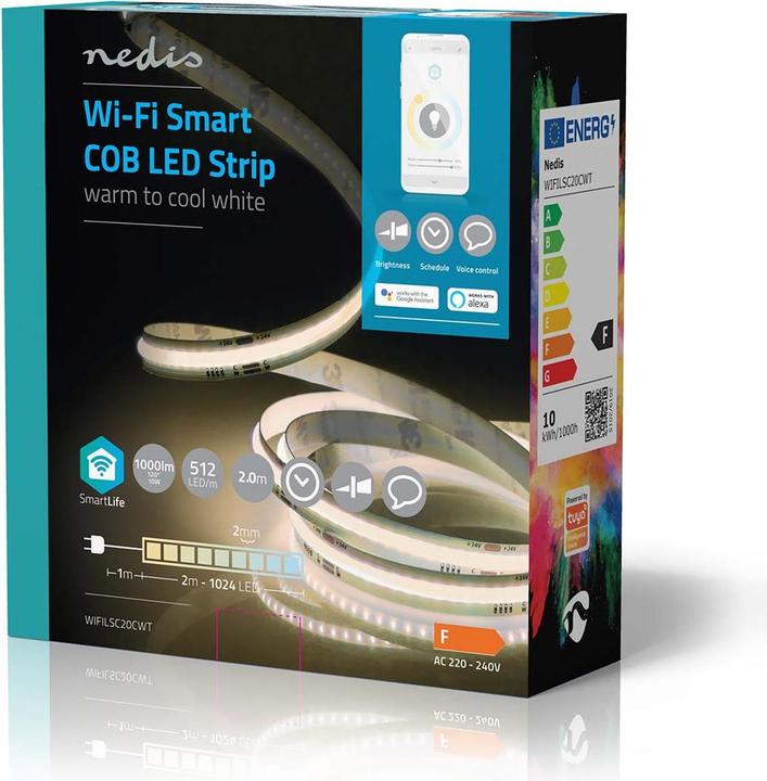 Actual product image Nedis SmartLife LED Strip Wi-Fi, 2m, IP20 - White (White, 200 cm, Indoor)