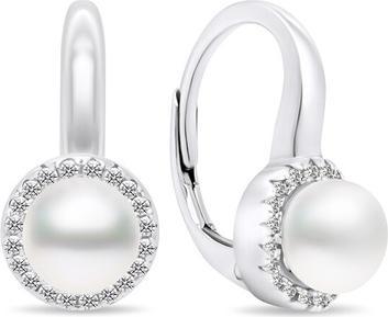 Brilio Silver - Elegant silver earrings with pearls and zircons EA419W