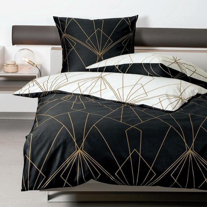 Produktbild Janine Mako-Satin Bettwäsche J.D. 87054 bronzebraun schwarz (Bettwäsche Set, 200 x 200 cm, 70 x 90 cm)