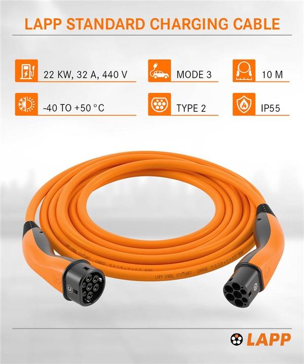 Productafbeelding Lapp Mobility EV-TYP2 (Type 2, 22 kW, 32 A, 10 m)