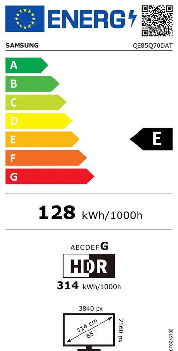 Etichetta energetica Samsung QE85Q70D (85", Q70D, QLED, 4K, 2024)