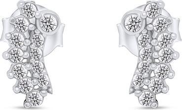Brilio Silver - Longitudinal silver earrings with zircons EA358W