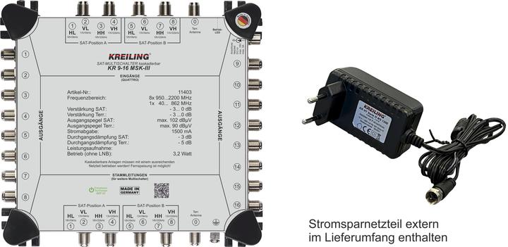 Produktbild Kreiling Multischalter kaskadierbar 8+1 Ein., 16 Teil. KR 9-16 MSK-III (Multischalter)