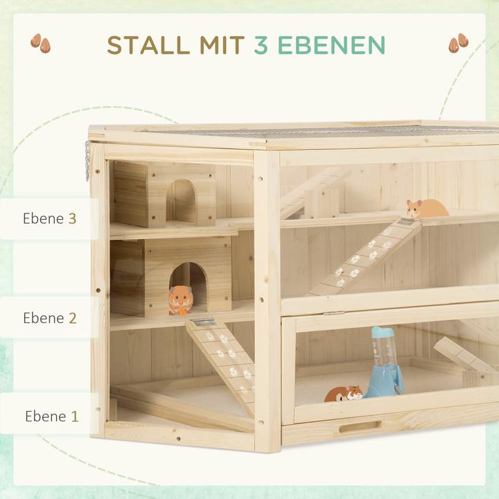 Produktbild PawHut Kleintierkäfig mit PS-Plexiglas