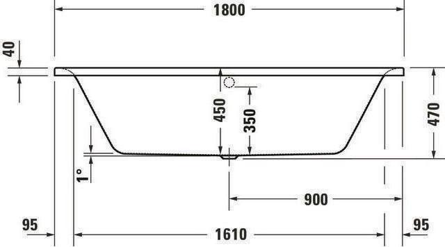 Produktbild Duravit Badewanne Soleil by Starck 180x80 Rechteck zwei Rückenschrägen weiss (226 l, 180 cm, 80 cm)