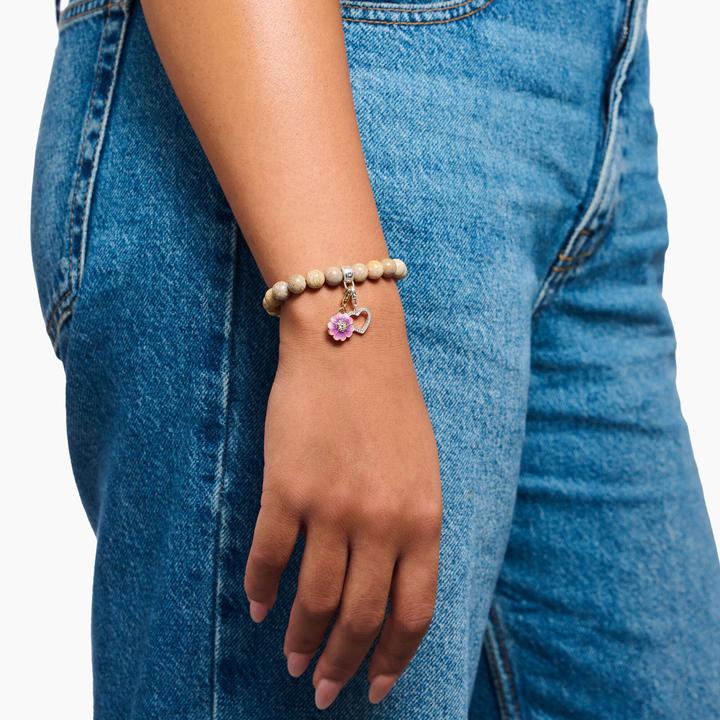 Immagine prodotto Thomas Sabo Charm Armband mit Daisy Jaspis Beads Silber (17 cm, Argento 925)