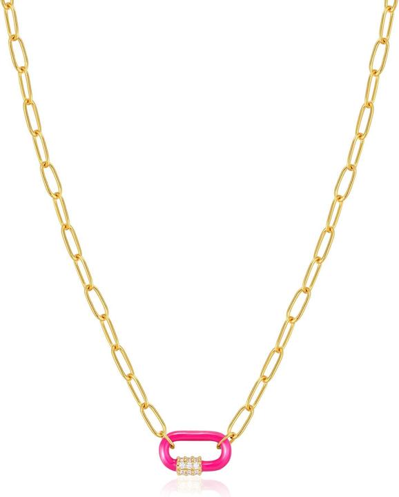 Ania Haie Halskette Neon Pink Enamel 925 Sterling Silber (Emaille, 925er Silber, 40 cm)