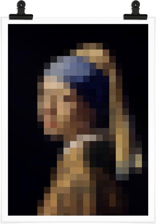 Produktbild Trenddeko Pixelart - Vermeer - Das Mädchen mit dem Perlenohrring (24 x 30 cm)