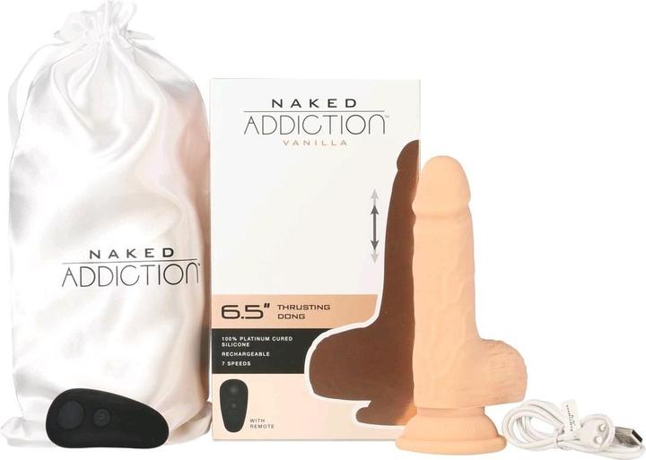 Actual product image Naked Addiction Thrusting Dong with Remote 16.5 cm Vanilla