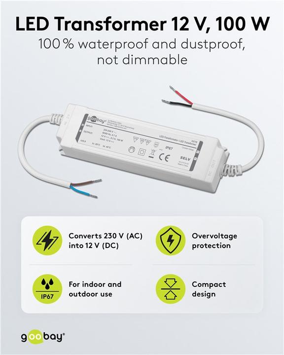 Produktbild Goobay LED-Trafo 12 V DC, 100 W, IP67