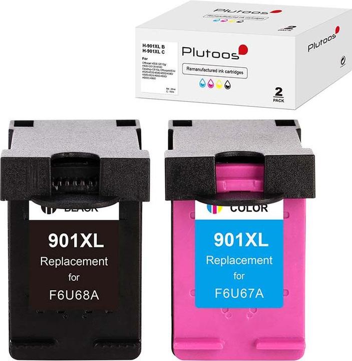 Produktbild Plutoos HP 901XL HP 901 XL Patronen XXL kompatibel, 2er Set BK+CL (M, BK, C, Y)