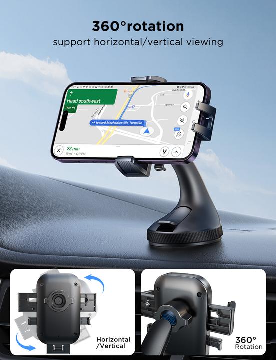 Actual product image Joyroom JR-OK6 car phone holder on the dashboard - black