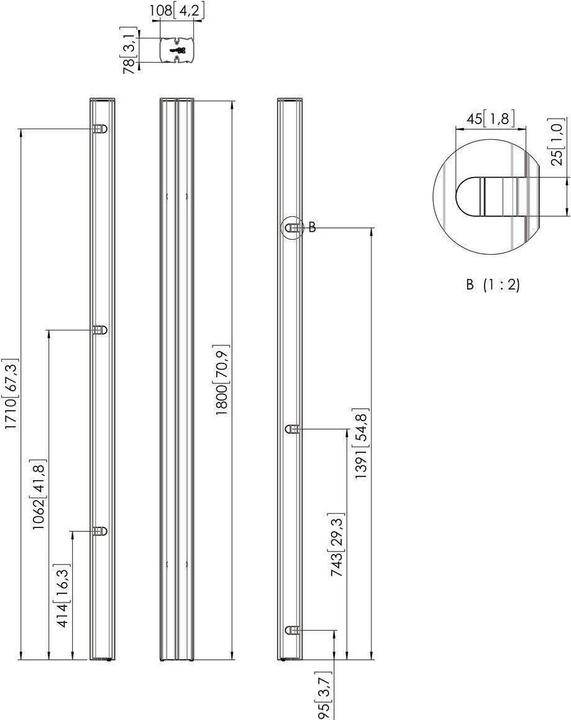 Actual product image Vogels PUC 2718 stand profile, 180 cm, silver (Mounting- / Adapterplates)