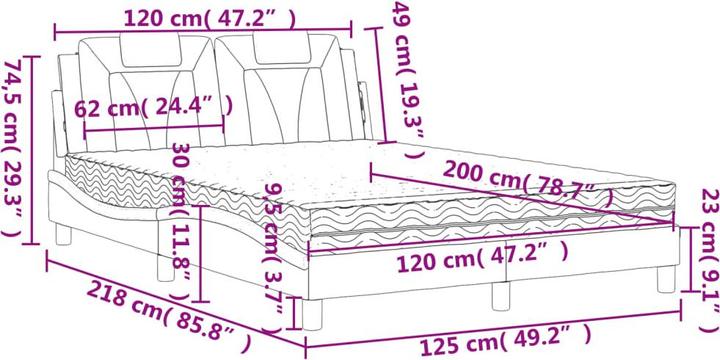 Produktbild VidaXL Bett mit Matratze 120 x 200 cm Kunstleder (120 x 200 cm)