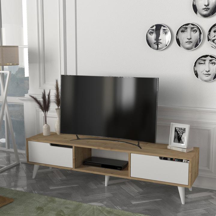 Immagine prodotto En.Casa Fernsehschrank Kullila 160x35x40 cm Eicheoptik/Weiss (160 x 35 x 40 cm)