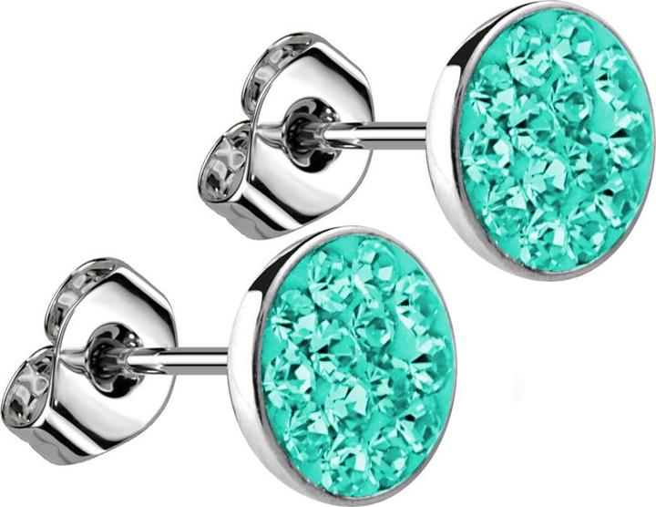 Star Piercing Ohrstecker silber Teller Kristall türkis (Chirurgenstahl 316L, ohne Messing)