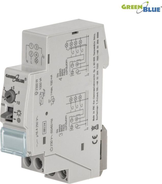 Greenblue Minuterie déclairage descalier compatible GB114 sur rail DIN