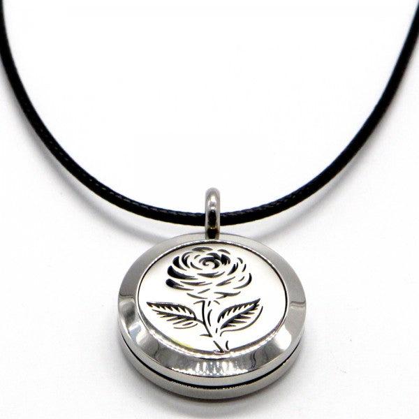 Zen Arôme Duft-Schmuck Halskette mit Anhänger No.54 für Ätherisches Öl, Parfum (Edelstahl, Leder)