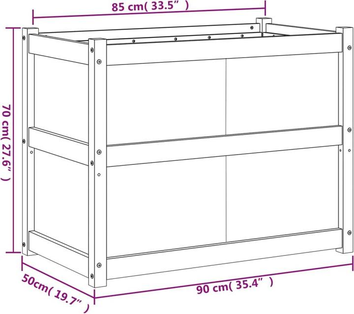 Image du produit VidaXL Bac à plantes 90x50x70 cm bois massif douglas,Matériau