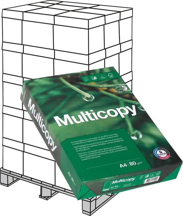 Produktbild Multicopy A4 80g, weiss matt geriest 1 Palette 100'000 Blatt Box 2'500 Bl./Bg (80 g/m², 100000 x, A4)
