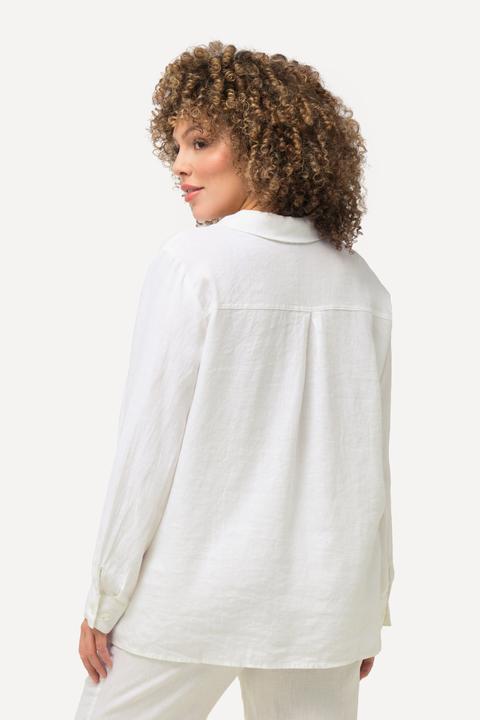 Produktbild Ulla Popken Bluse, Leinen, offener Kragen, Langarm (62)