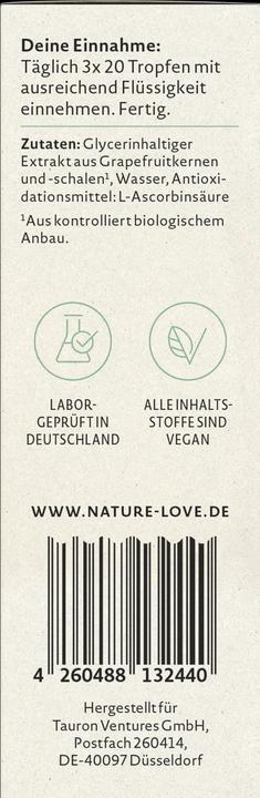 Nährwerte und Zutaten Nature Love Bio Grapefruit Extrakt (1 Stück, Tropfen)