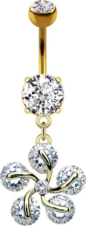 Immagine prodotto Star Piercing Banana placcata oro 14k con due sfere di cristallo ciondolo in argento cinque petali di cristallo (Acciaio chirurgico 316L, Ottone)