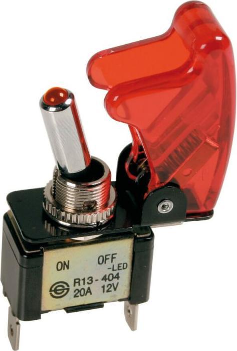 Produktbild Lampa Kippschalter mit Schutzdeckel - 12/24V - Rot - 20A