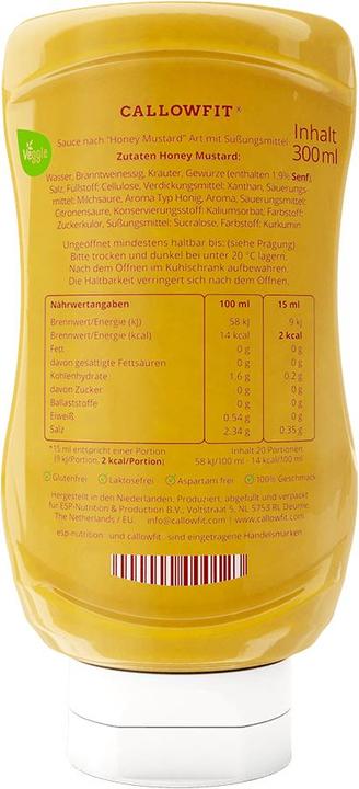 Valeurs nutritives et ingrédients Callowfit Moutarde au miel