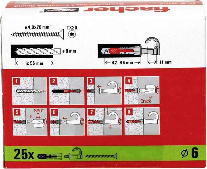 Actual product image Fischer Fisc EasyHook Round DuoPower 6x30 (25 pcs.)