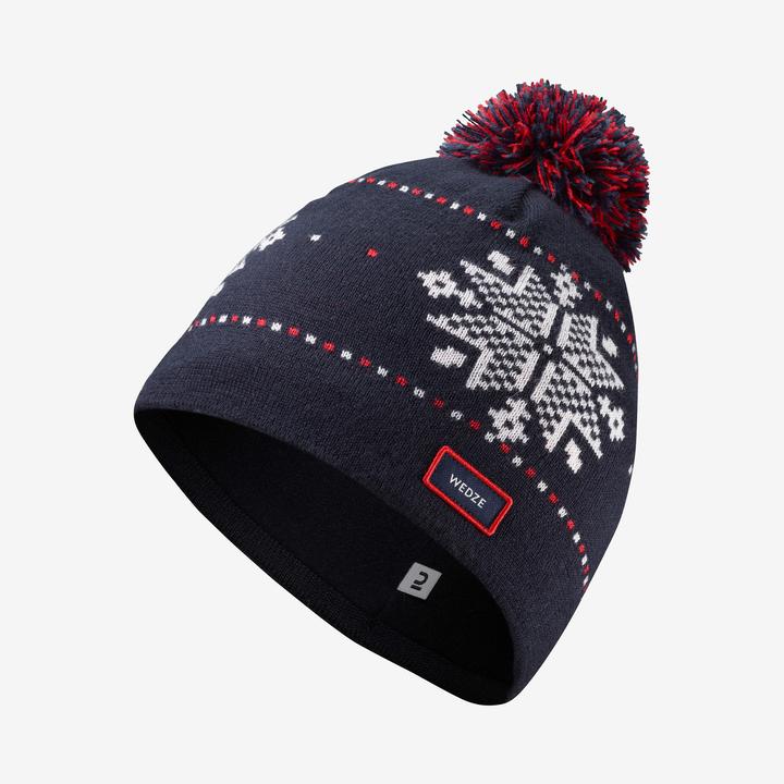 Wedze Skimütze Erwachsene - Jacquard weiss/blau (M)