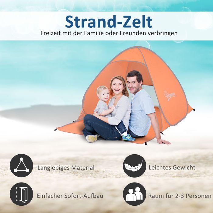 Produktbild Swisshandel24 Strandmuschel Strandzelt Wurfzelt Pop Up Zelt Campingzelt Automatisch Orange (Wurfzelt, 0.80 kg, 2 Personen)