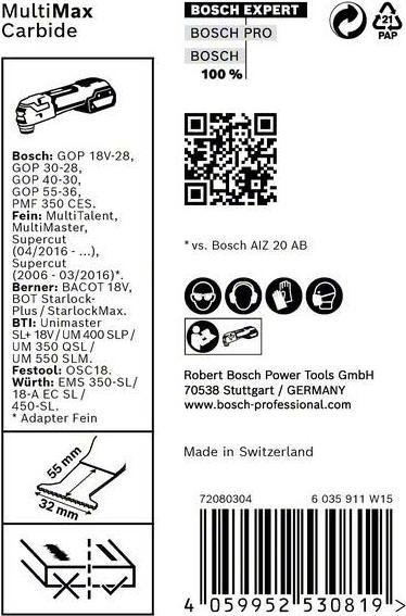 Actual product image Bosch Professional Zubehör EXPERT MultiMax PAIZ 32 APIT blade for multifunction tools, 32 mm, 10 pieces